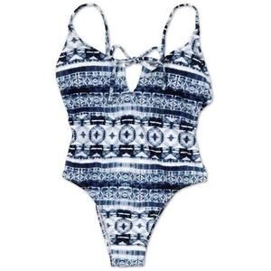 Indigo Rein Blue & White Denim Tie Dye One Piece Swimsuit NEW Junior XL